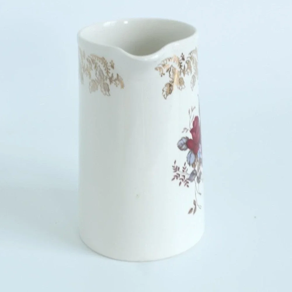 Lord Nelson Pottery Ceramic Pitcher Gold Filigree Cream England 6.5in 1972‎